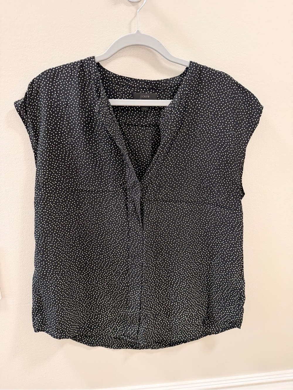 J. Crew Black and White Polka Dot Cap Sleeve Blouse